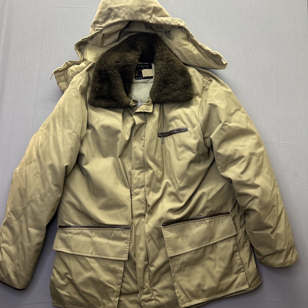 Vintage Browning Sportsman Down Parka 44 USA Talon Zipper Goose Down Hooded Coat